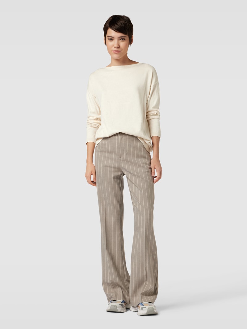 Strickpullover mit U-Boot-Ausschnitt Modell 'BERGA' in ecru meliert