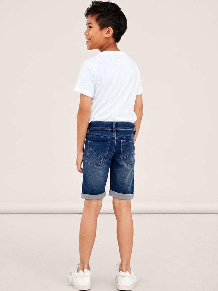 name it Stretch Jeans Shorts Kurze Denim Hose 5-Pocket in Blau günstig kaufen