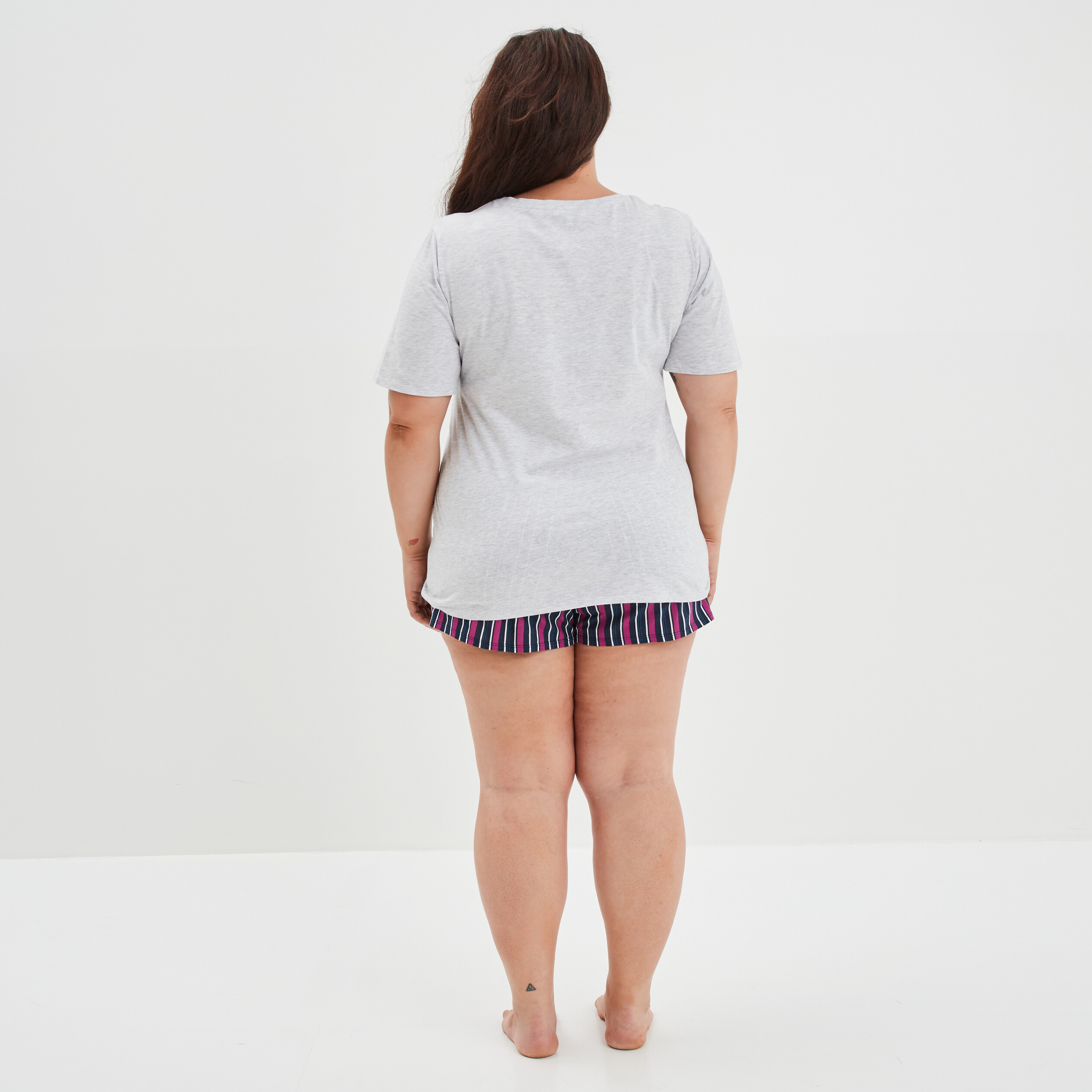 Ensemble pyjama short 2 pièces Modavista bleu femme grande taille | La Halle