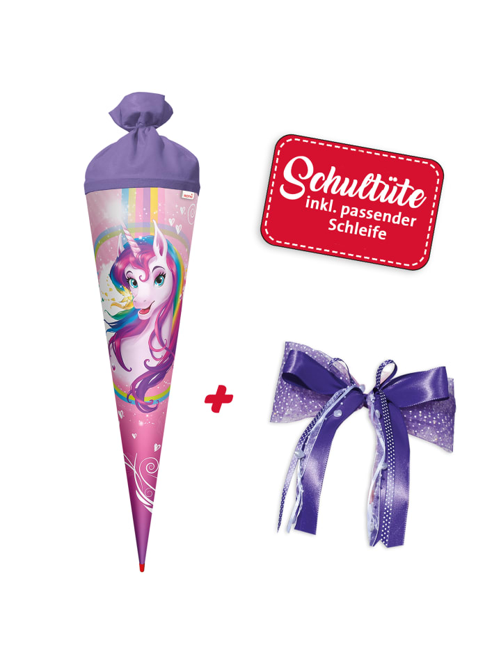 ROTH Set Schultüte groß Einhorn-Portrait 70 cm mit LED-Schleife in Bunt günstig kaufen onesize