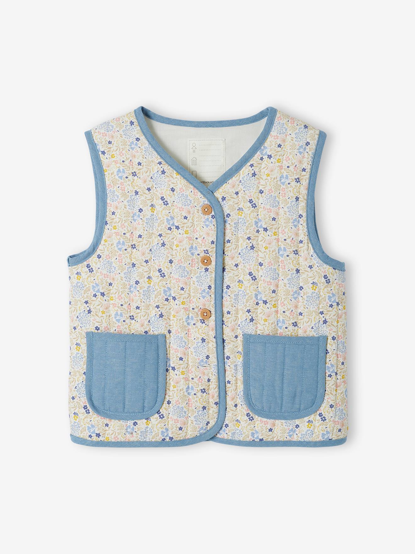 Gilet matelassé sans manches fille écru