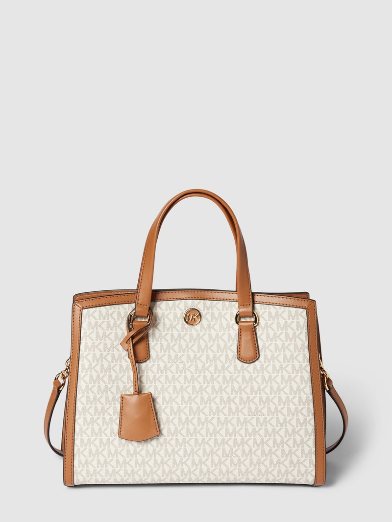 Handtasche in Two-Tone-Machart Modell 'CHANTAL' in ecru