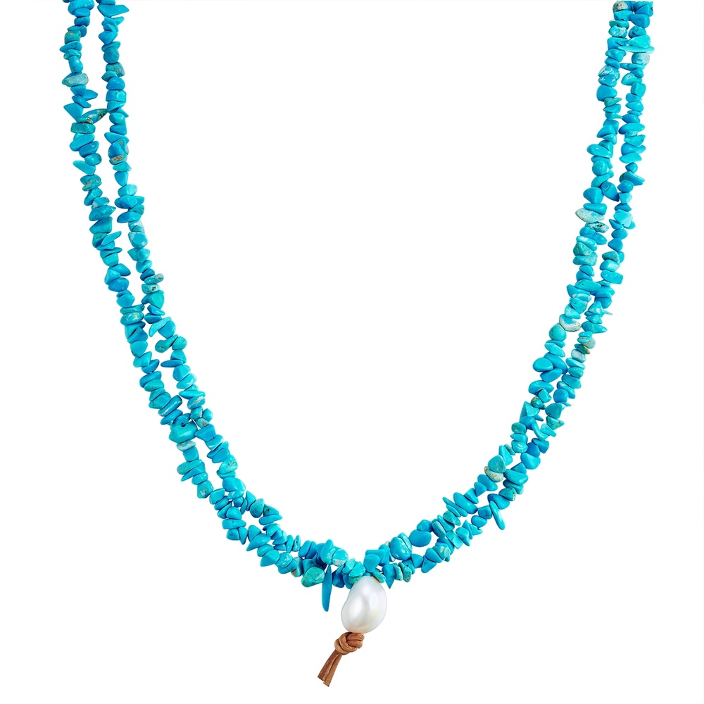 Valero Pearls Collier de pierres précieuses Turquoise reconstituée Turquoise reconstituée Perle collier