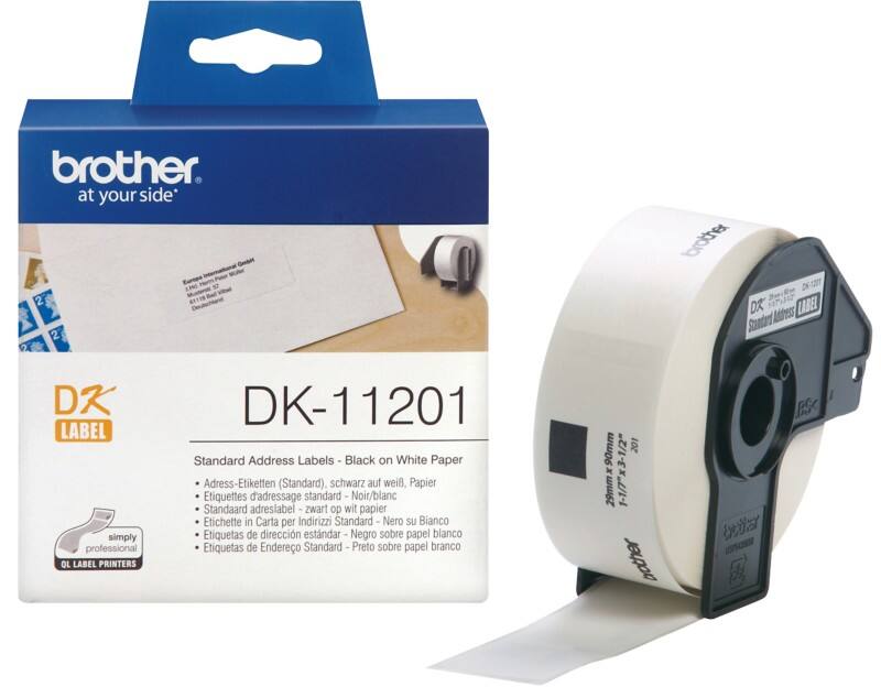 Brother QL Etikettenrolle Authentisch DK-11201 DK-11201 Selbsthaftend Schwarz auf Weiß 90 x 29 mm 400 Etiketten