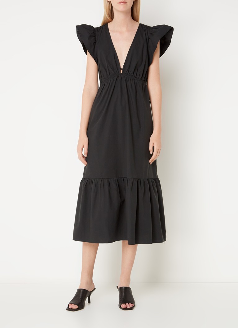 Abito midi Tina con volant di Rails, in misto lyocell con scollo a V