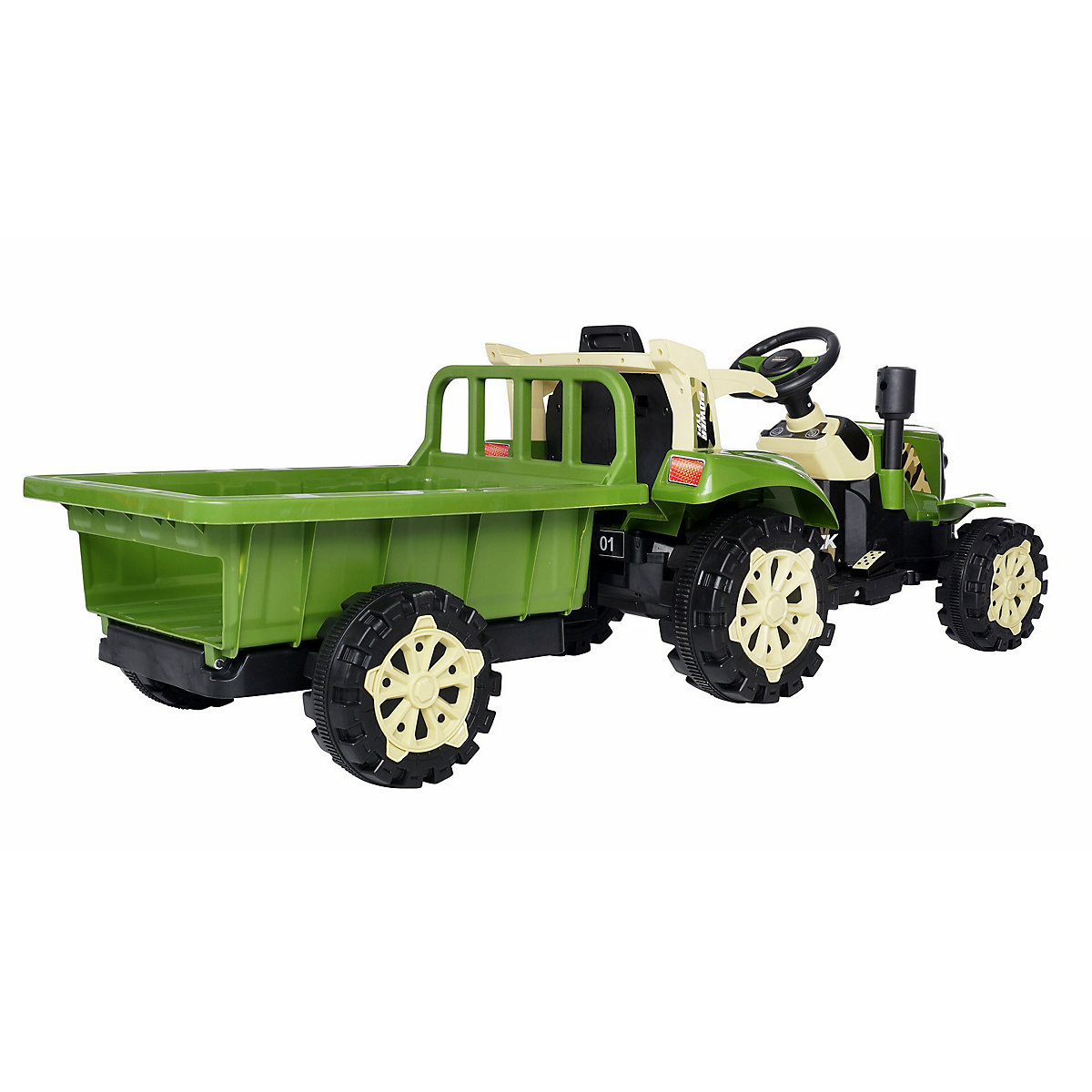 Kinder Elektroauto Traktor mit Anhänger - 2x25 Watt - Kinderauto mit Fernbedienung - Soundmodul