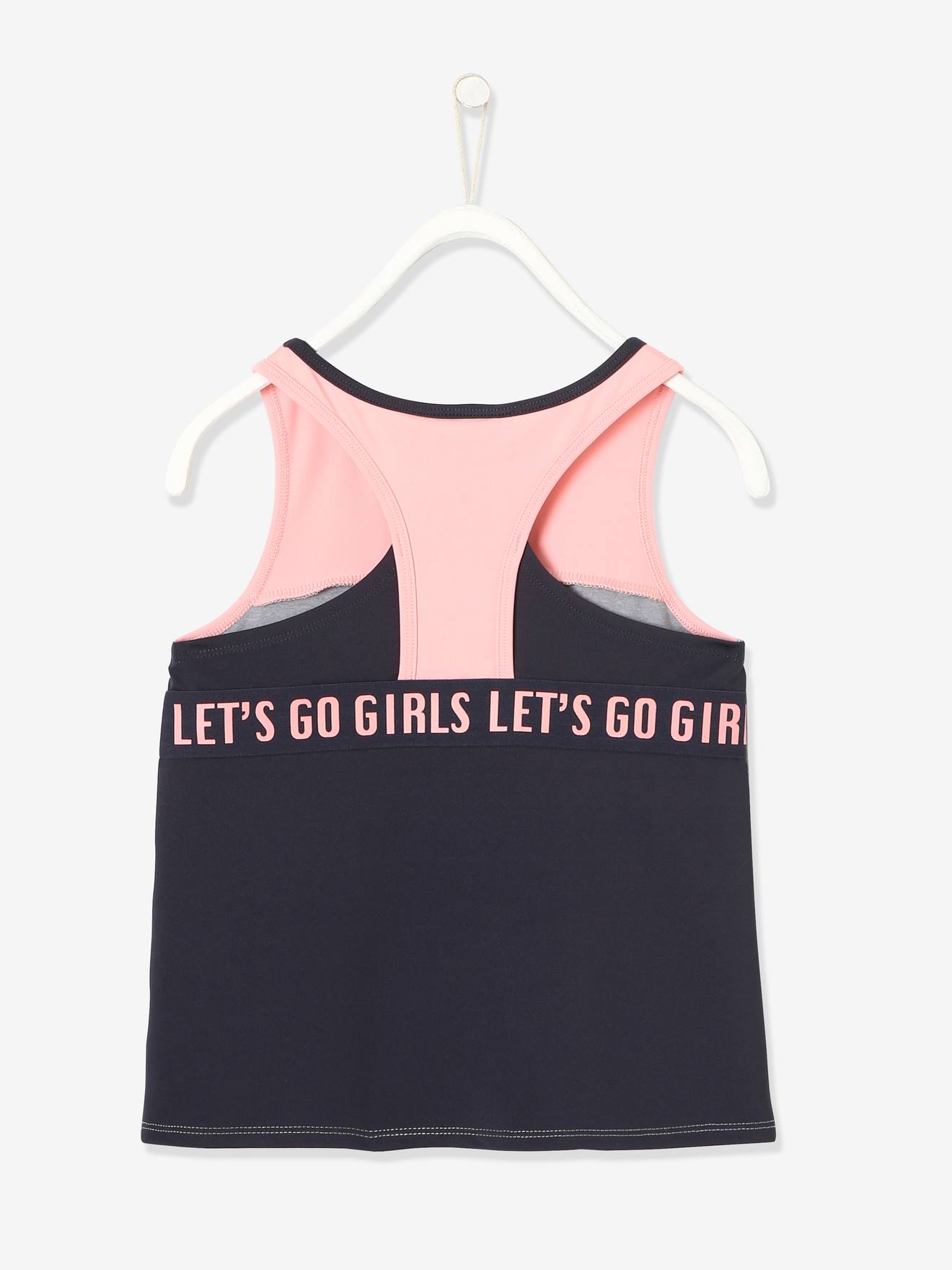 Débardeur de sport fille effet 2 en 1 anthracite