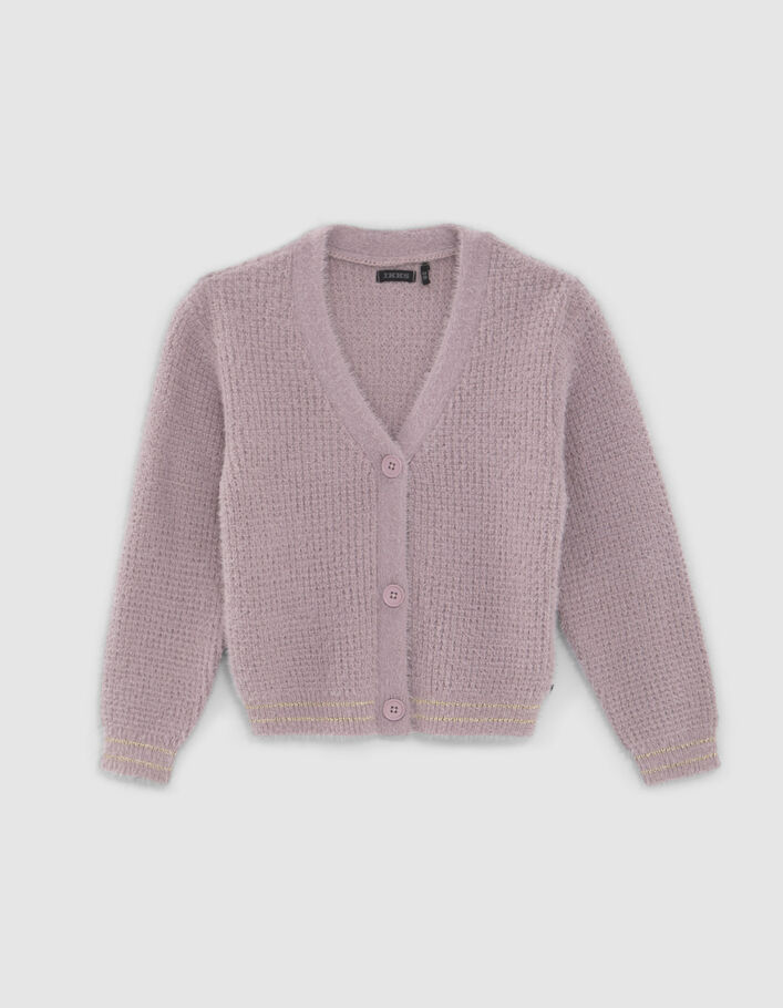 Cardigan parme tricot fantaisie fille