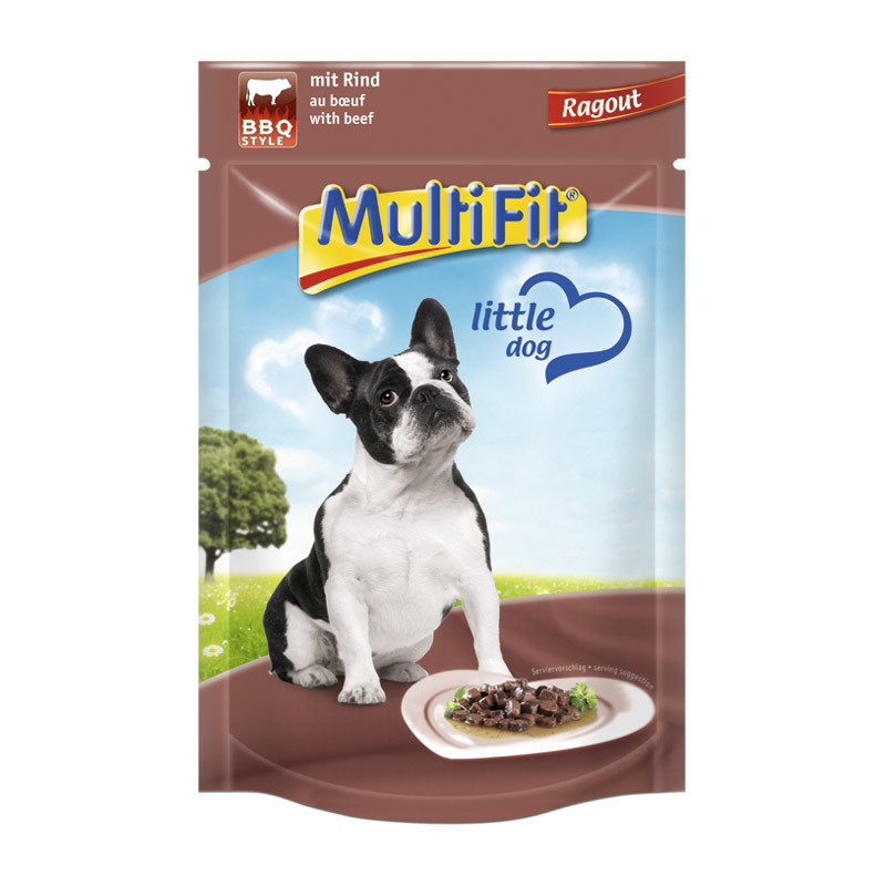 MultiFit Hundenassfutter MultiFit Adult Little Dog Pouch Ragout 24x100g Rind