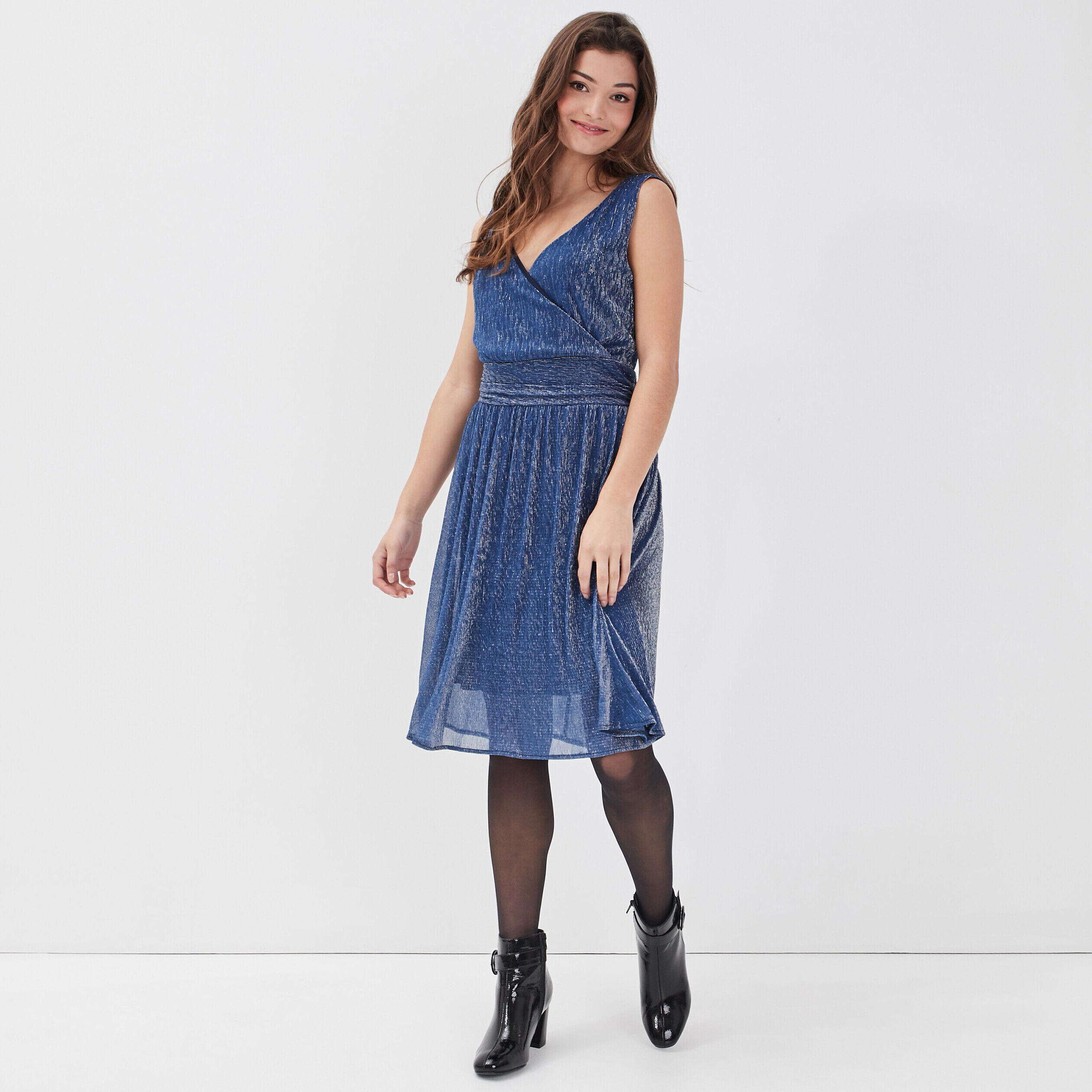 Robe évasée sans manches gris clair femme | Cache Cache