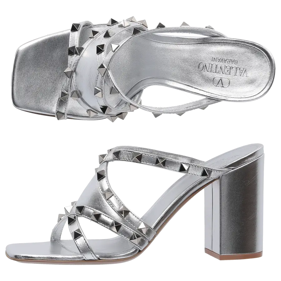 Valentino Garavani - Sandalen ROCKSTUD Nappaleder - silber