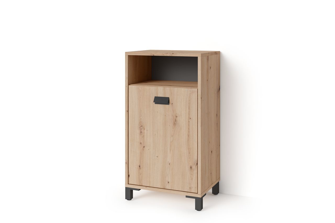 byLiving WELLNESS Seitenschrank, Breite 42 cm, Eiche-Optik, Alu/Kunststoff schwarz