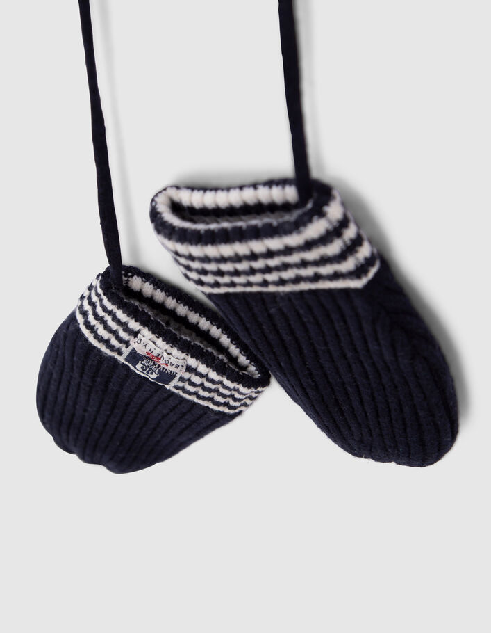 Moufles marine en tricot côtelé bébé garçon
