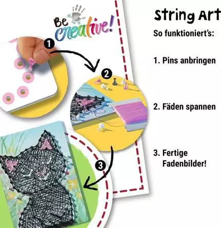 String Art Katzen - Bastelset für Kinder ab 6 Jahren