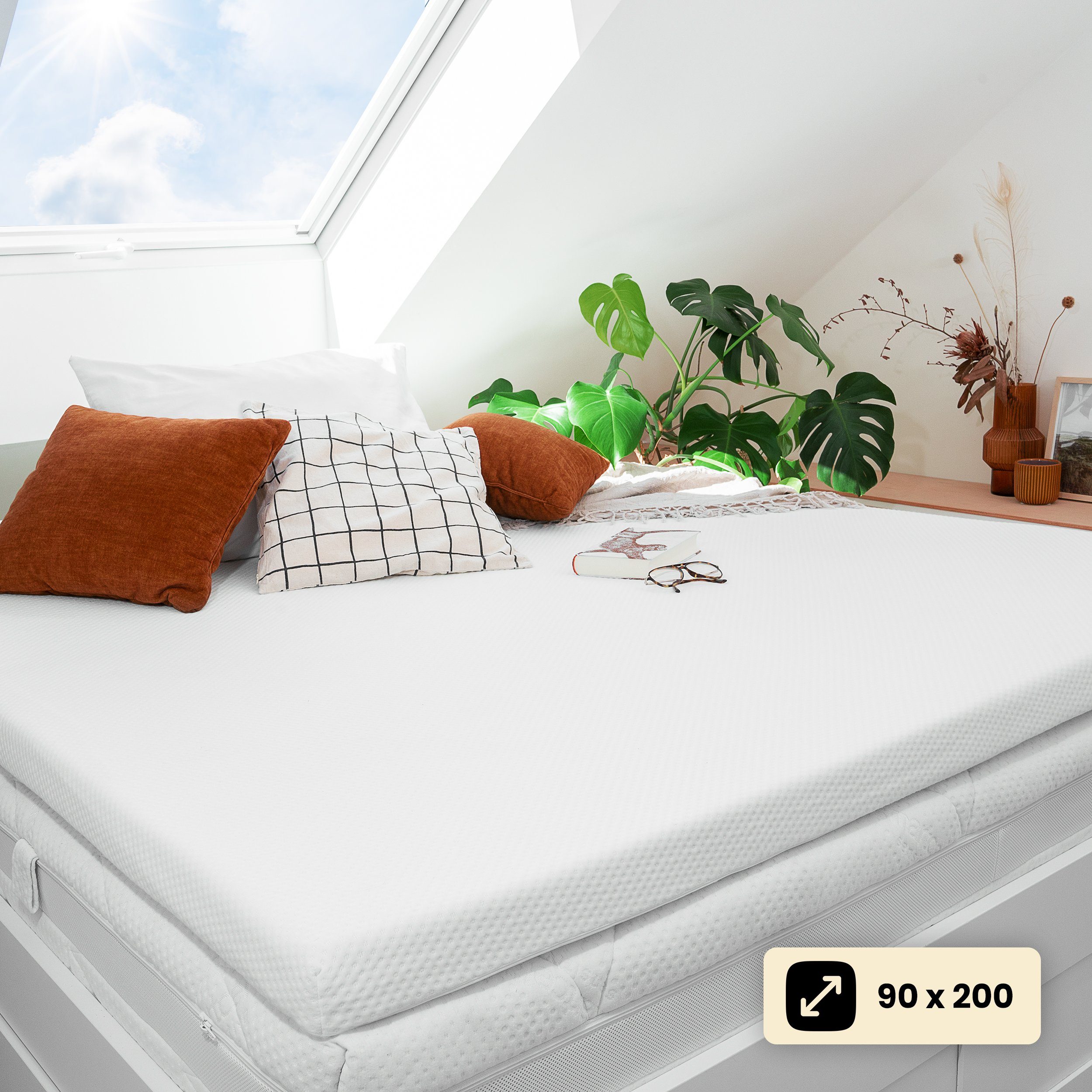 Topper Matratzentopper Gel-Memory- und Komfortschicht– 7 cm – Stärke H2/H3, Gentle North, 7 cm hoch, jung u. alt - Schadstoffgeprüft - Reißverschluss u. Antirutschnoppen