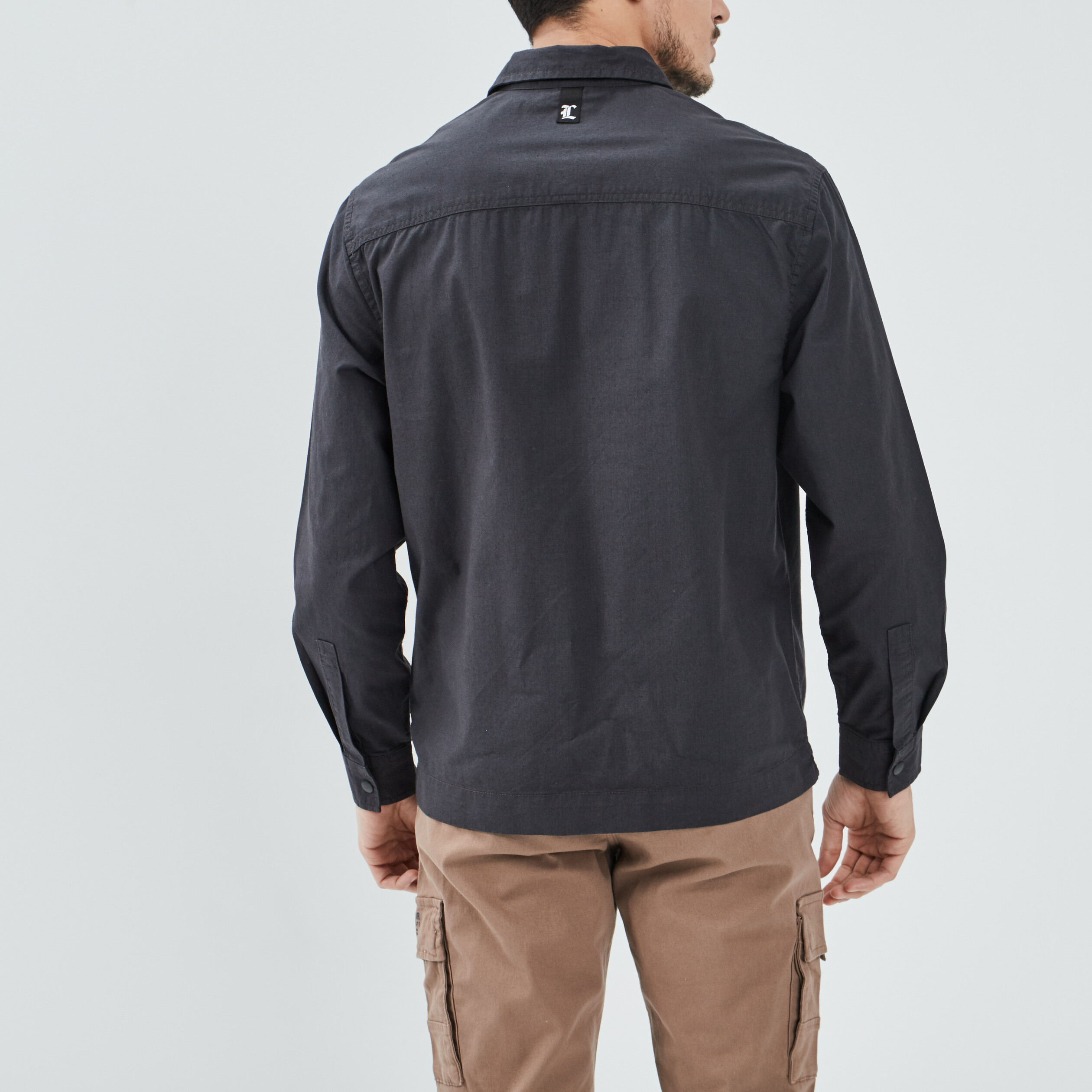 Chemise manches longues détail zippé gris foncé homme | La Halle