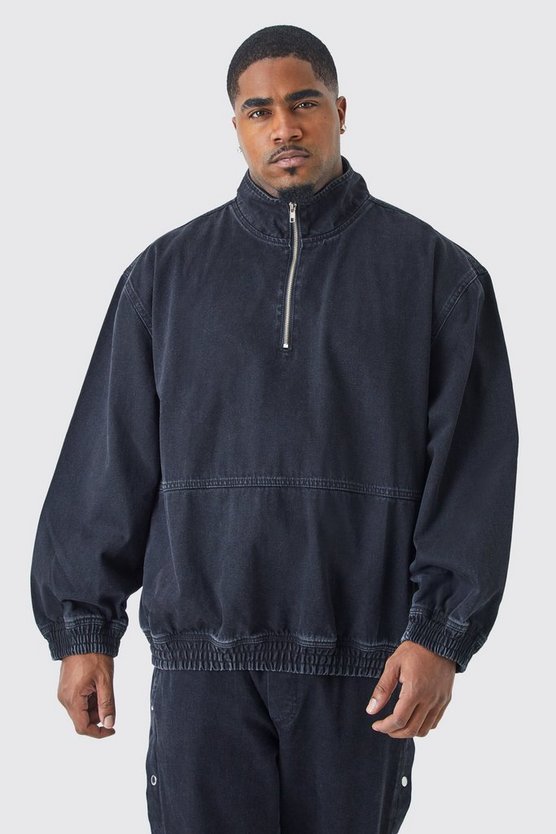Plus Oversize Jacke mit Trichterkragen und 1/4 Reißverschluss