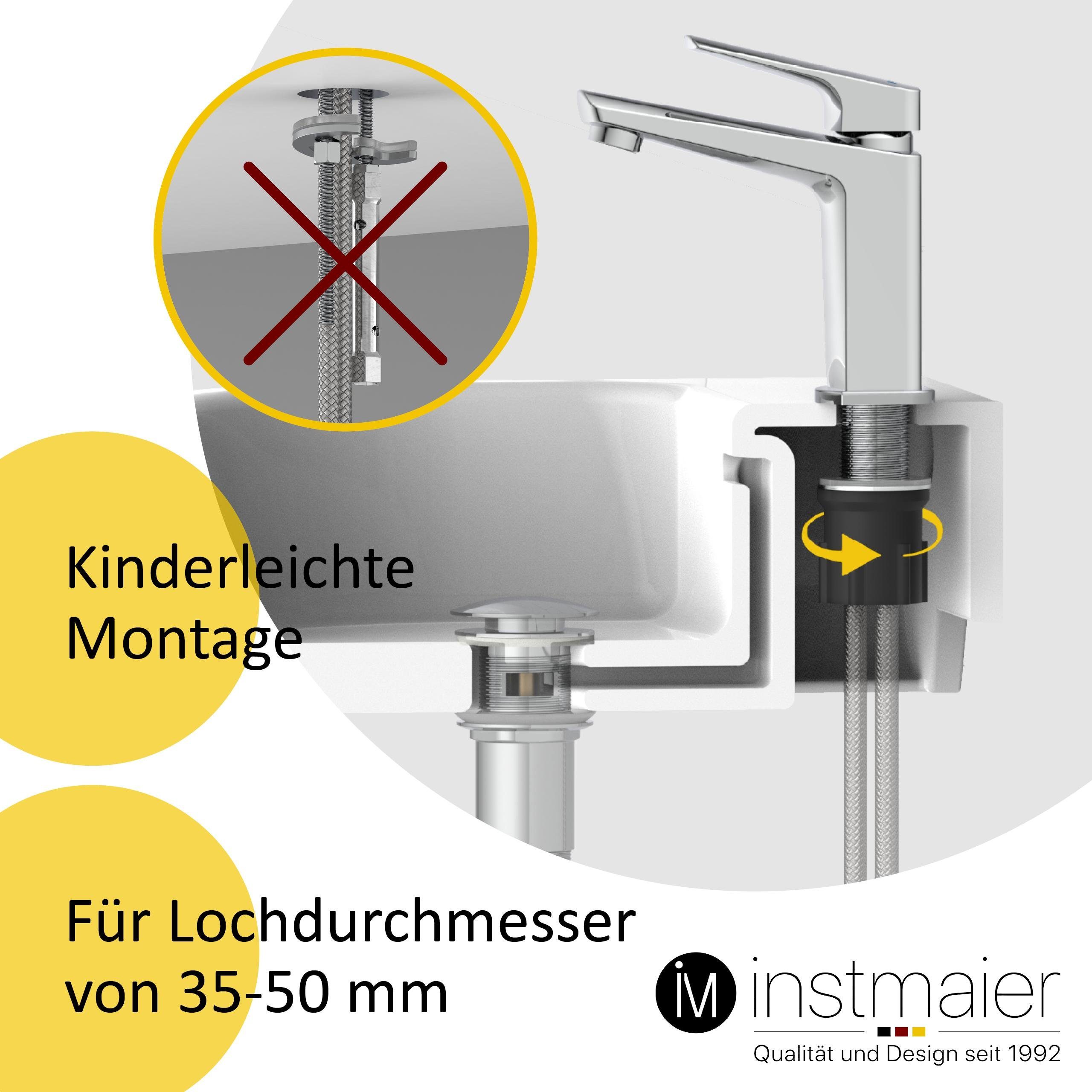 instmaier Waschtischarmatur B2 Wasserhahn für Bad, Waschbeckenarmatur in edlem Design moderne Form mit hochwertiger Chromoberfläche