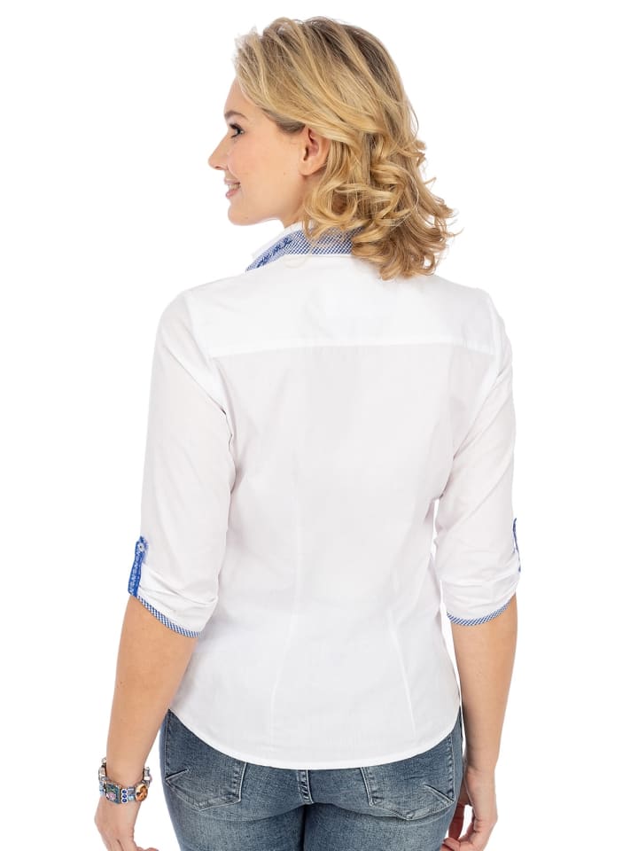 OS-Trachten Trachtenbluse 450012-3684 in weiß-blau günstig kaufen