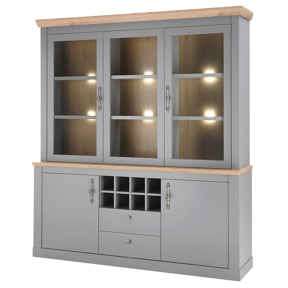 Lomadox Buffet CHATHAM-61 Landhaus Esszimmer in grau mit Artisan Eiche Nb., B/H/T 183/206/44 cm