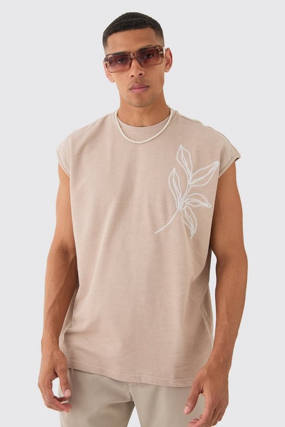 Oversize Tanktop mit floraler Stickerei