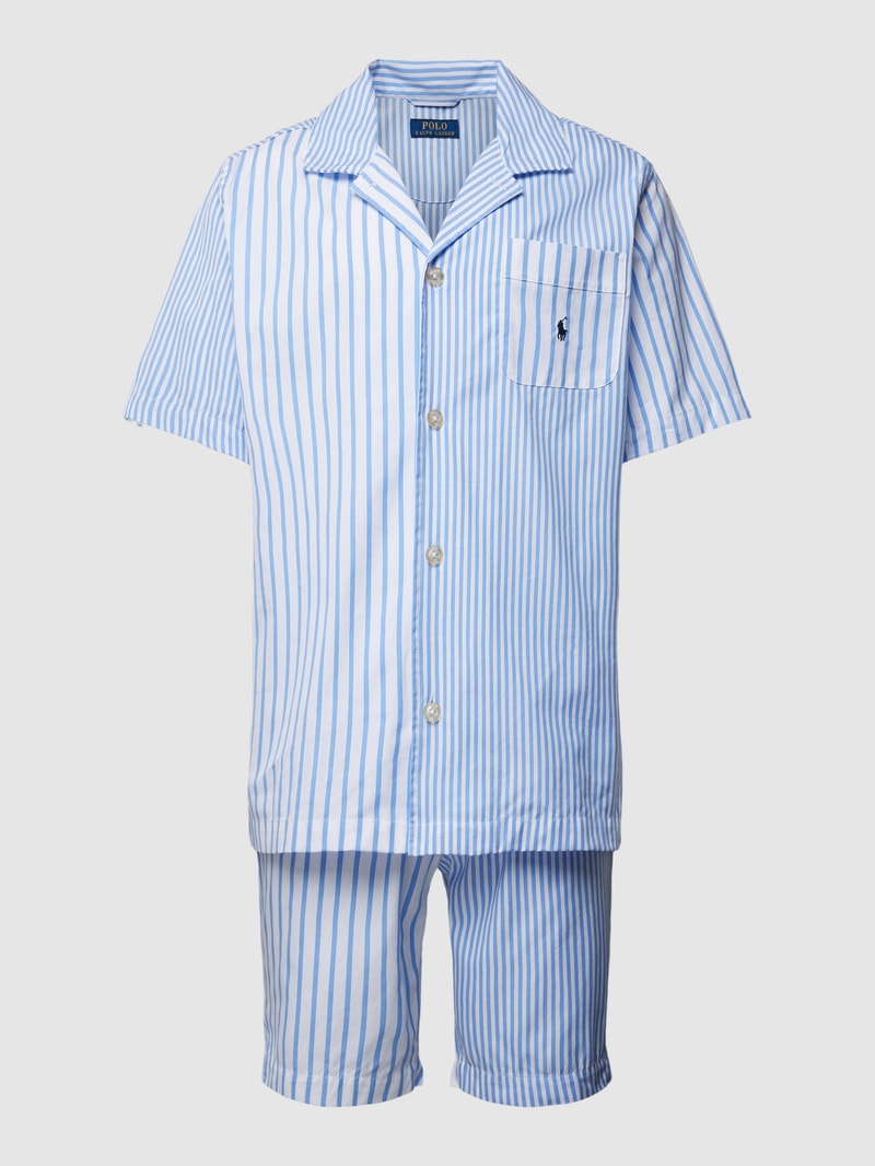 Pyjama mit Kontrastpaspeln Modell 'WOVEN' in blau