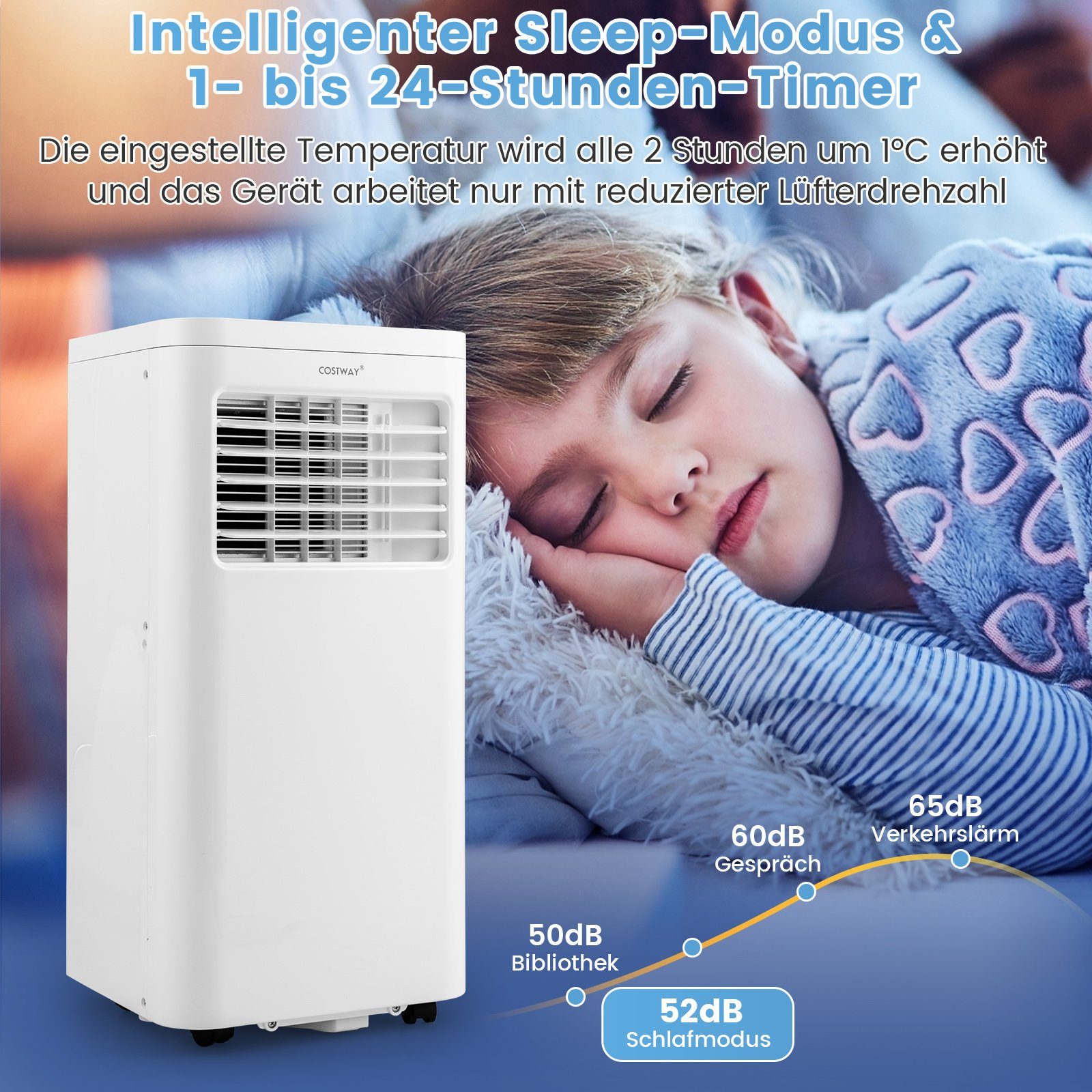 COSTWAY 3-in-1-Klimagerät, 9000BTU/2,75kW, für 75m³, Fernbedienung, 16℃-32℃