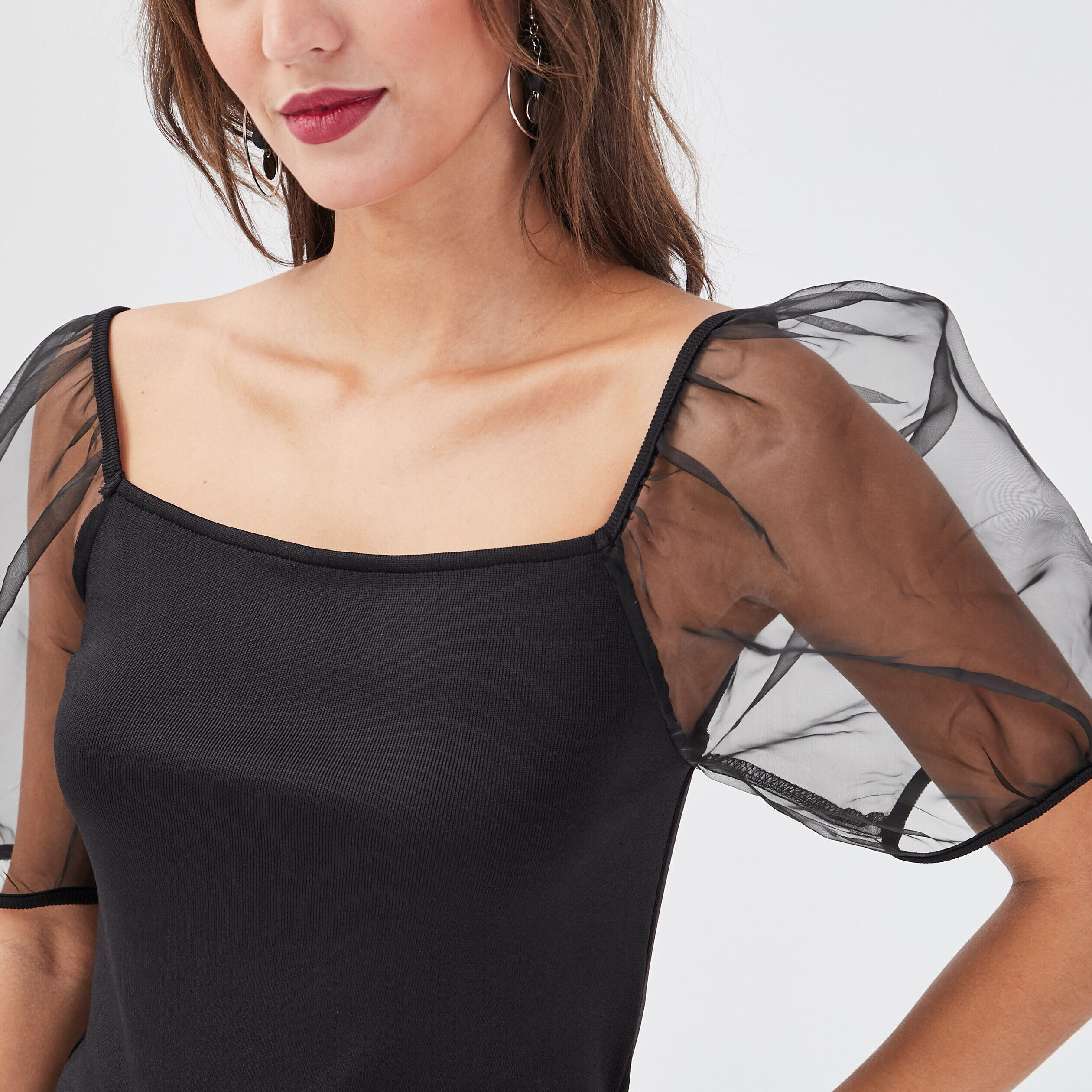 T-shirt manches courtes noir femme | Cache Cache