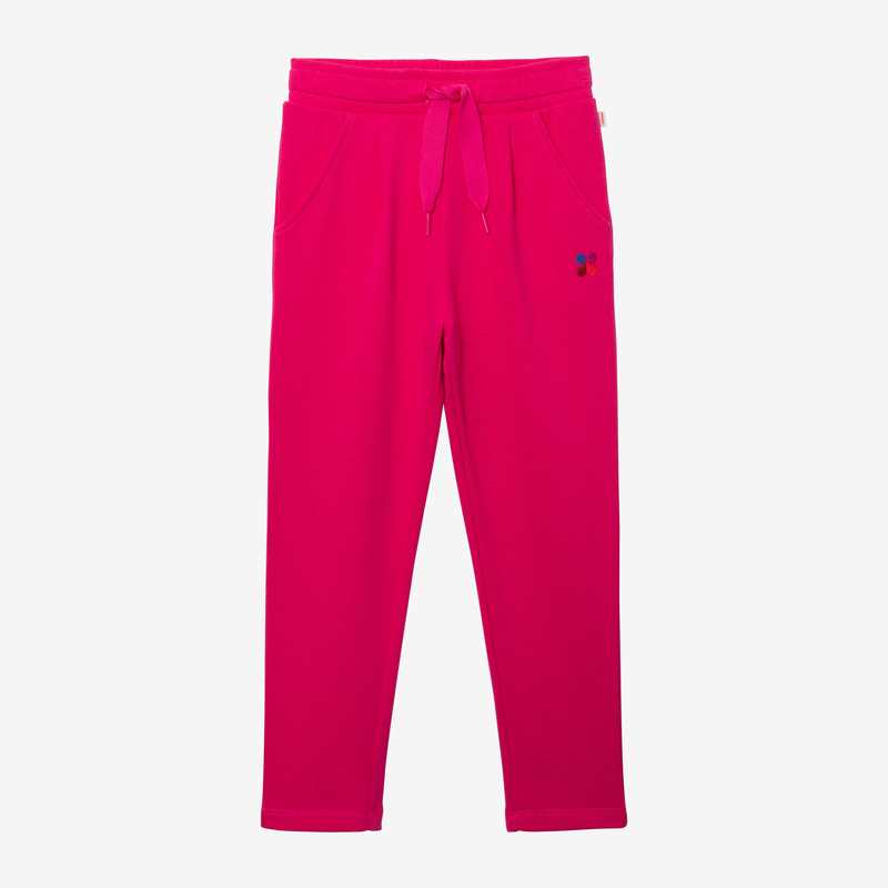 Jogging fille rose logo brodé en coton recyclé Catimini