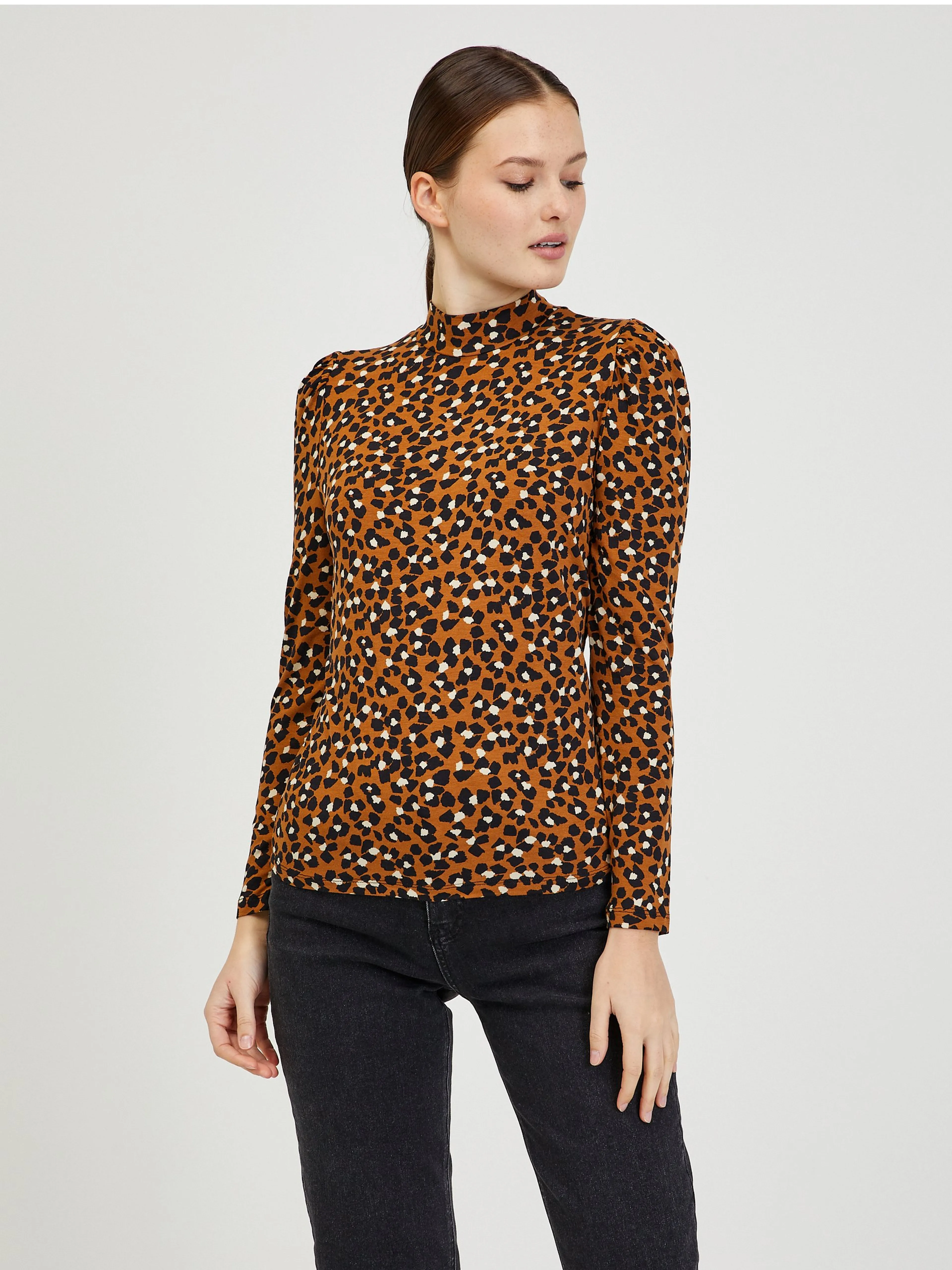 Braunes gemustertes Damen T-Shirt ORSAY Paisy