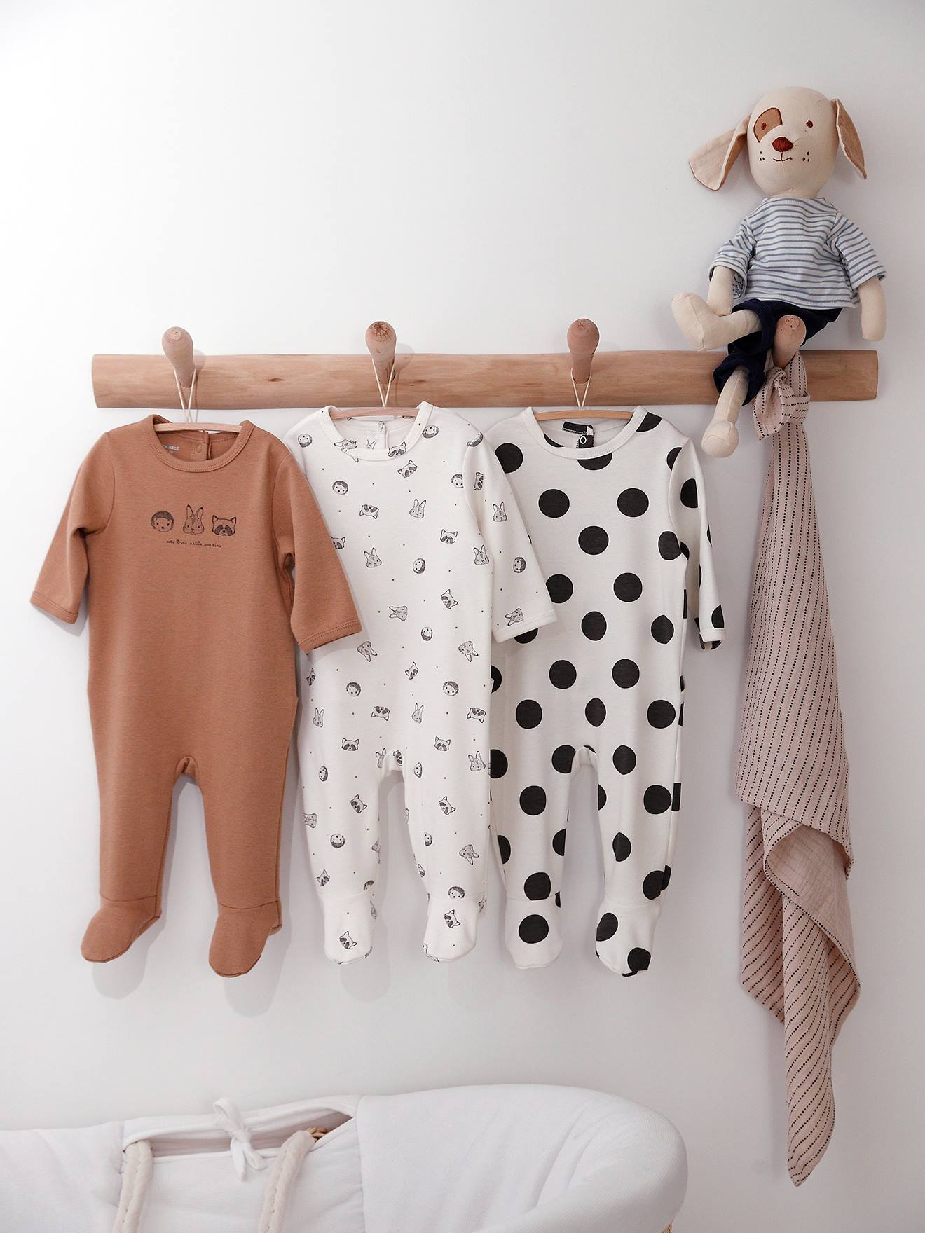 Vertbaudet 3er-Pack Baby Strampler BASIC, Interlock-Jersey - pack salbeigrün savanne