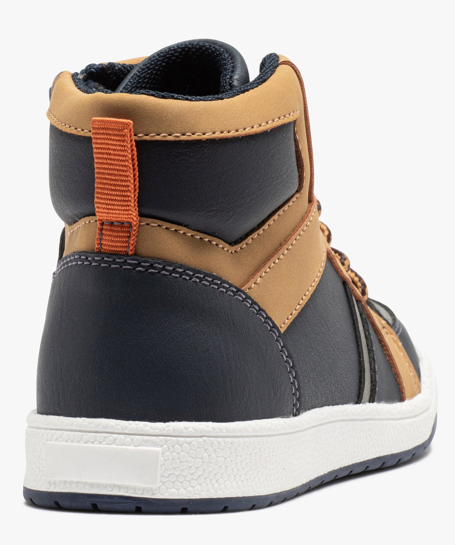 Baskets Garçon mid-cut à zip et à lacets bicolores du 24 ... marine | GEMO