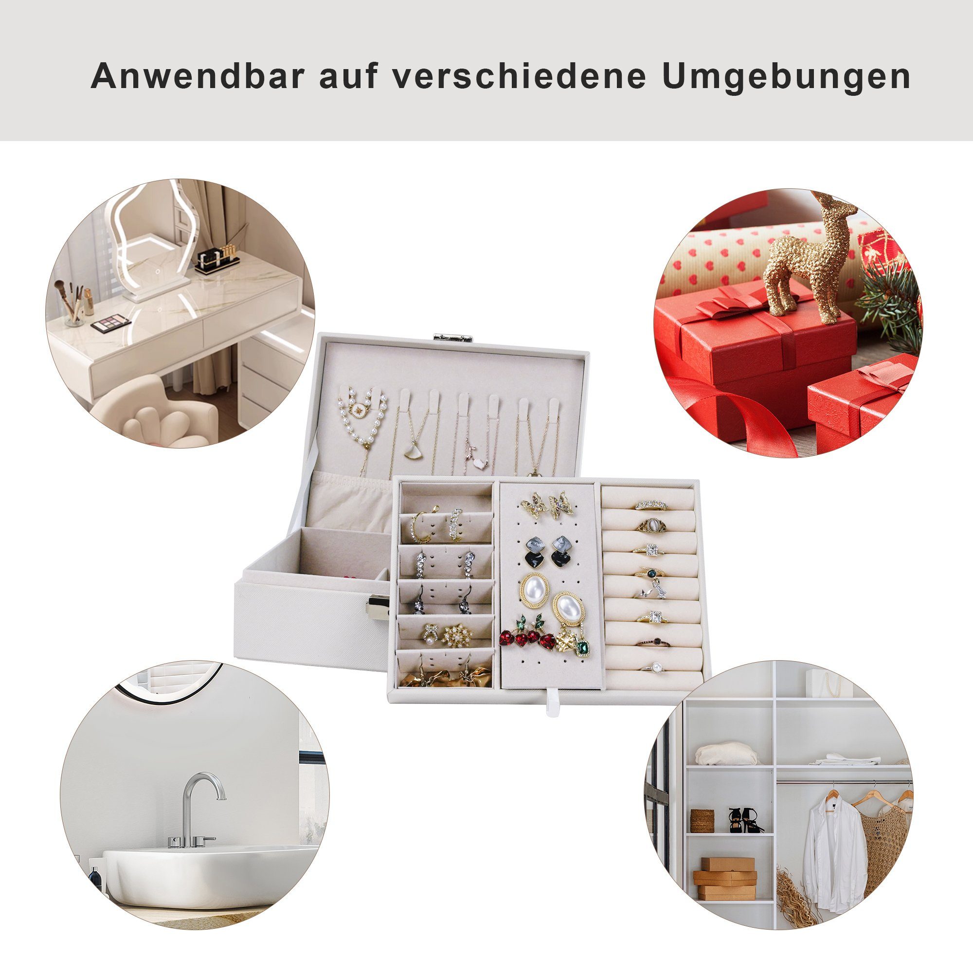 AdelDream Schmuckkassette Zwei-Schicht-Schmuckschachtel.