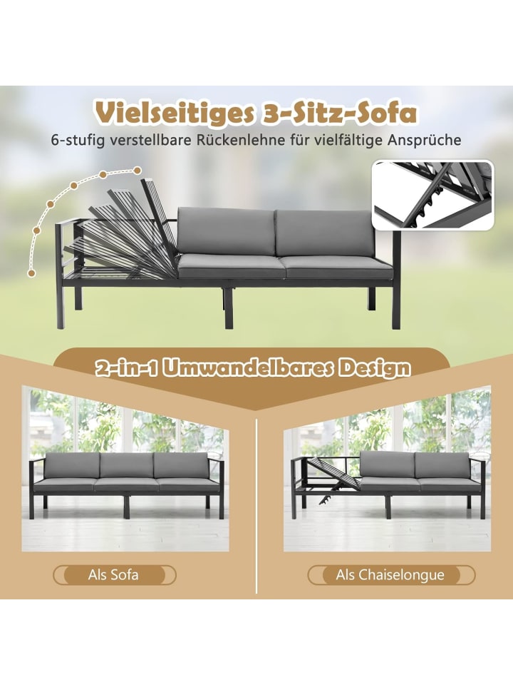 COSTWAY Lounge-Set für 4-5 Personen in Grau günstig kaufen onesize