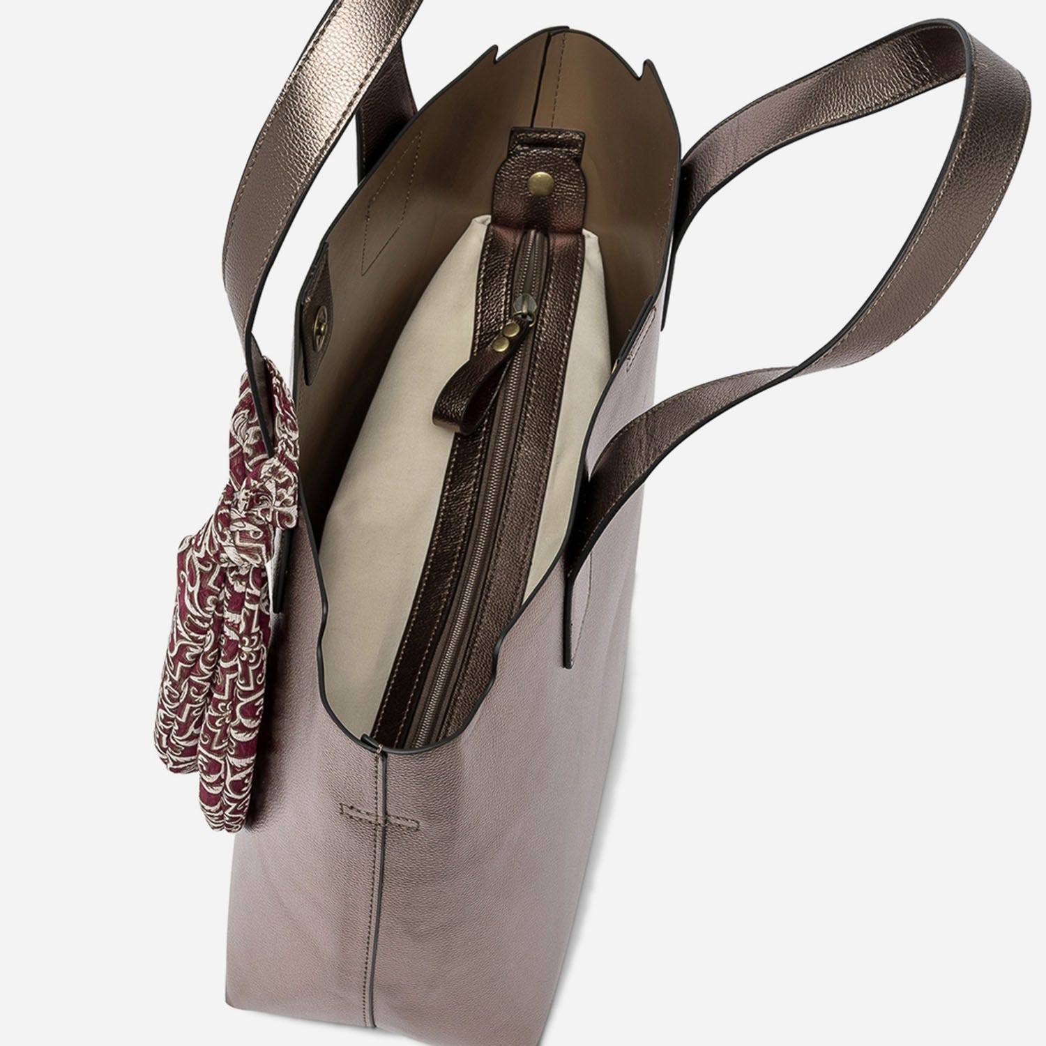Sac cabas marron métallisé à noeud