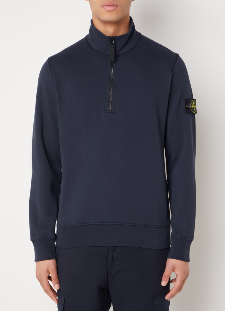 Πουλόβερ Stone Island 61951 με μισό φερμουάρ και λογότυπο