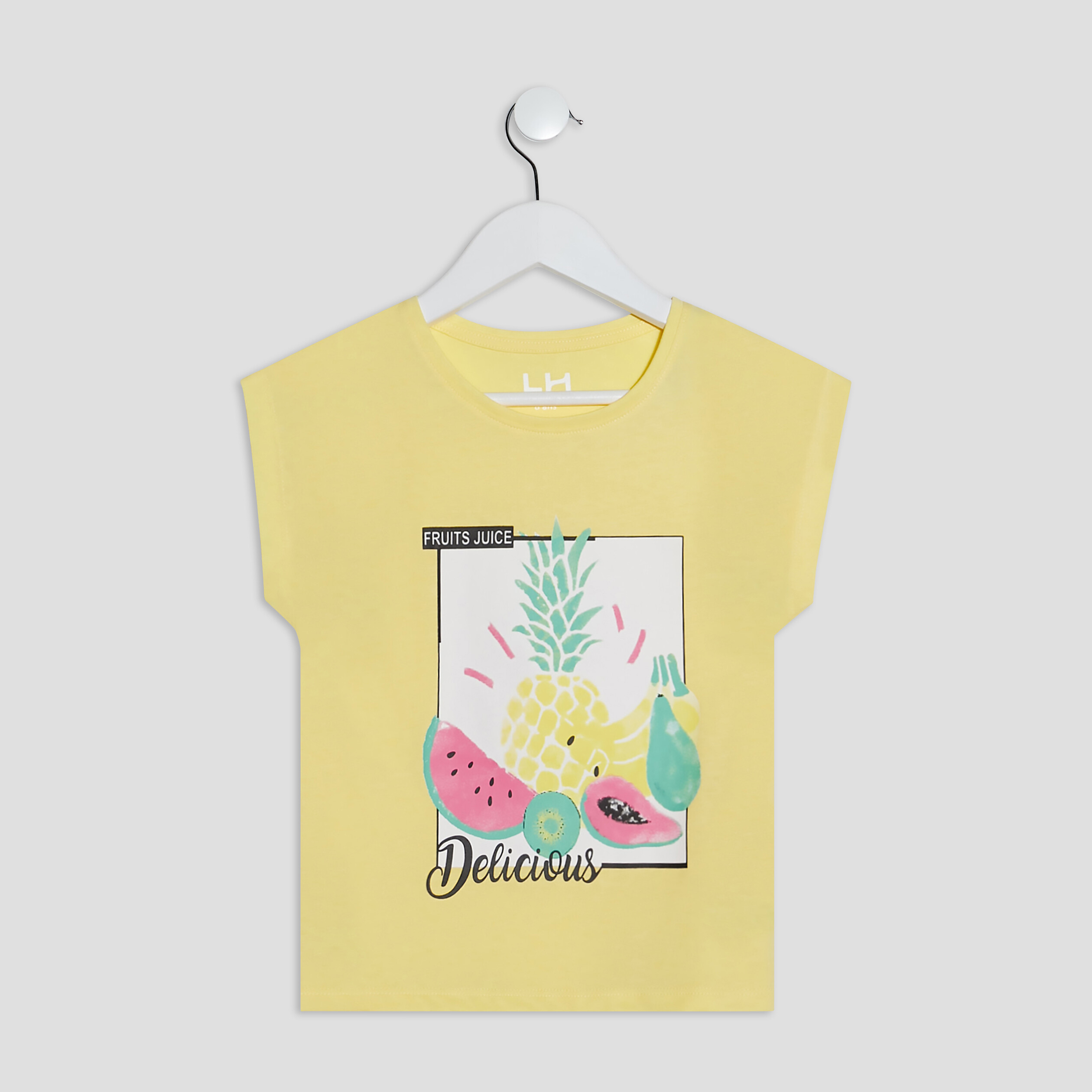 T-shirt manches courtes jaune pastel fille | La Halle