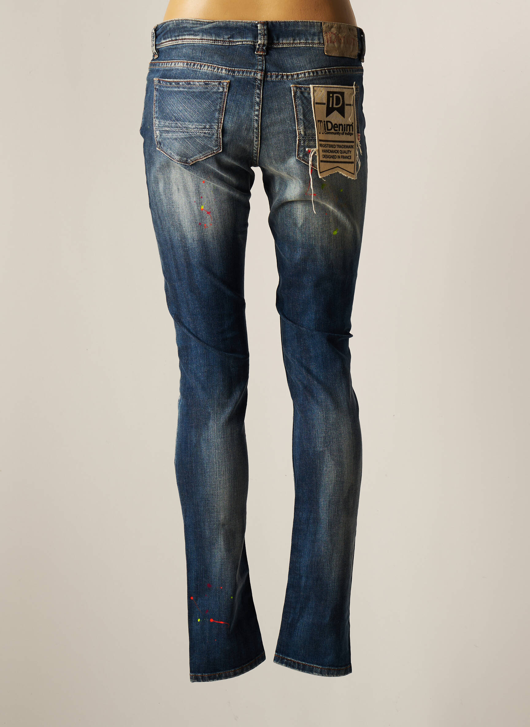 Idenim Jeans Coupe Slim Femme couleur bleu