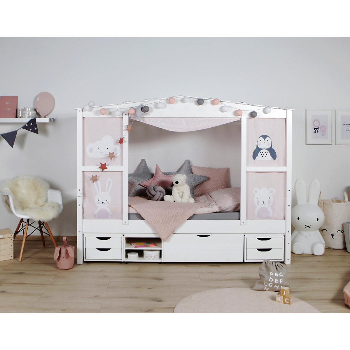 Hausbett mit Bettkasten 
