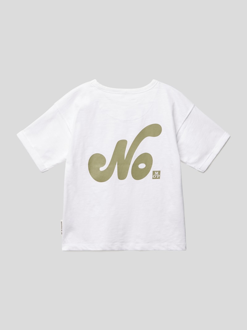 T-Shirt aus Bio-Baumwolle mit Label- und Statement-Prints in offwhite