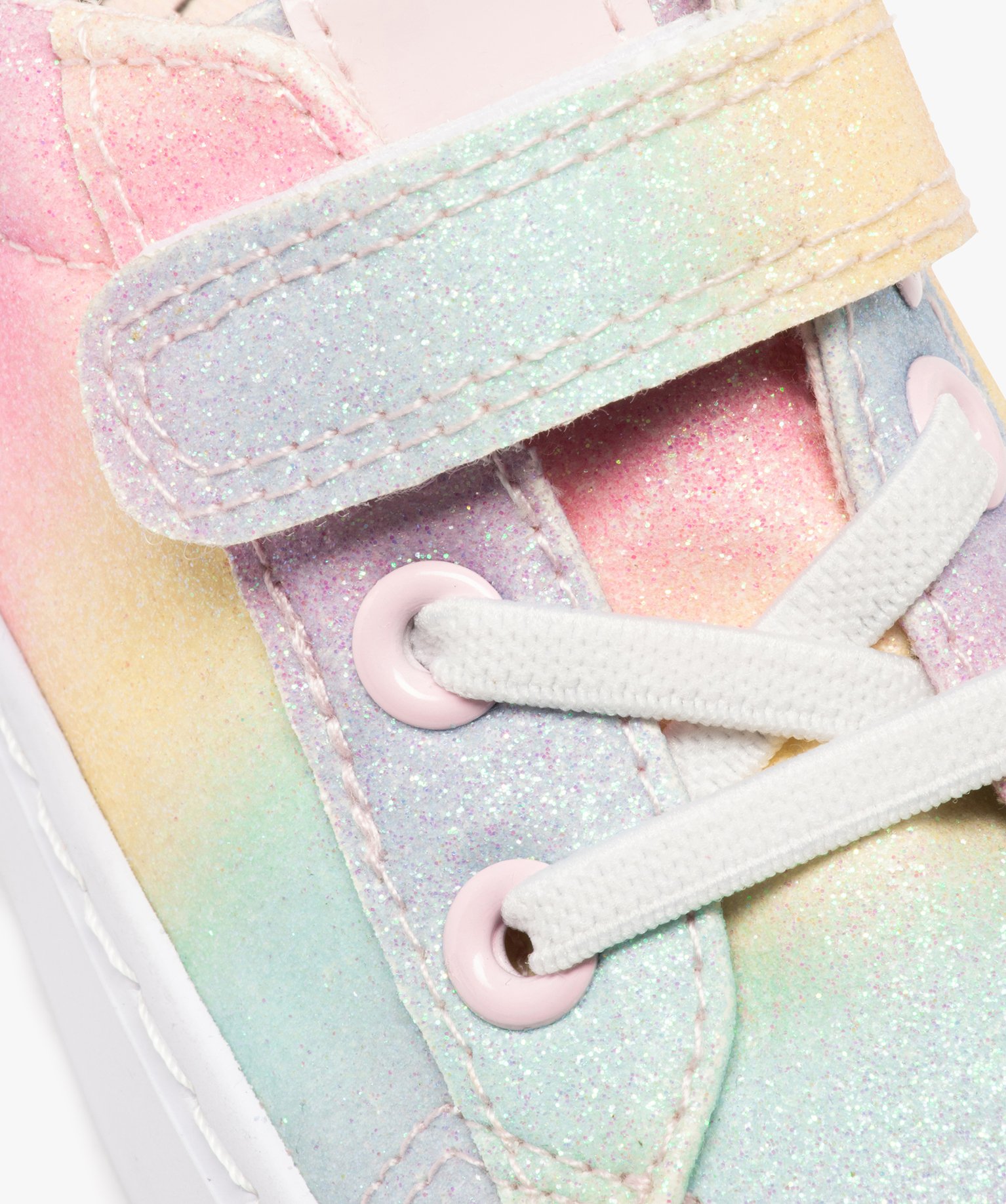 Baskets fille en toile pailletée à lacets élastiques et s... multicolore | GEMO