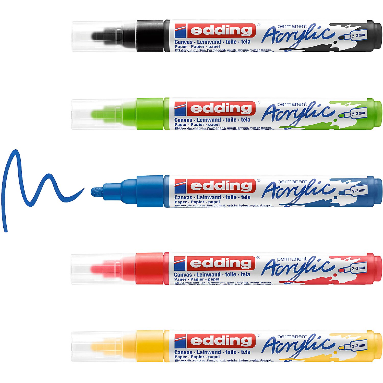 edding Acrylmarker-Set medium, Basic, 5 Stifte