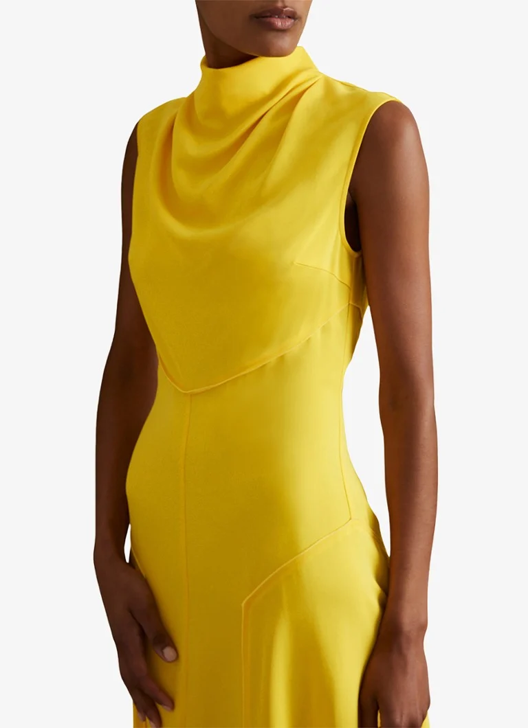 Reiss  Georgia midi jurk met watervalhals