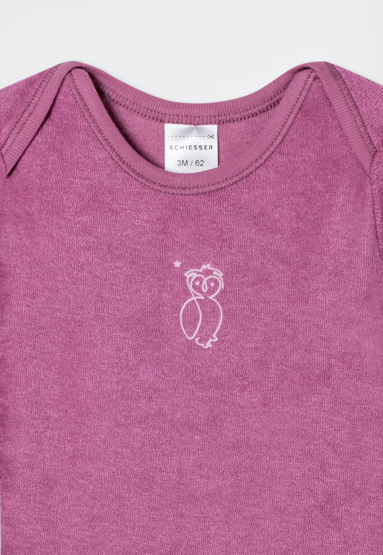 Babybody langarm unisex Frottee Modal Eule malve - Natural Love