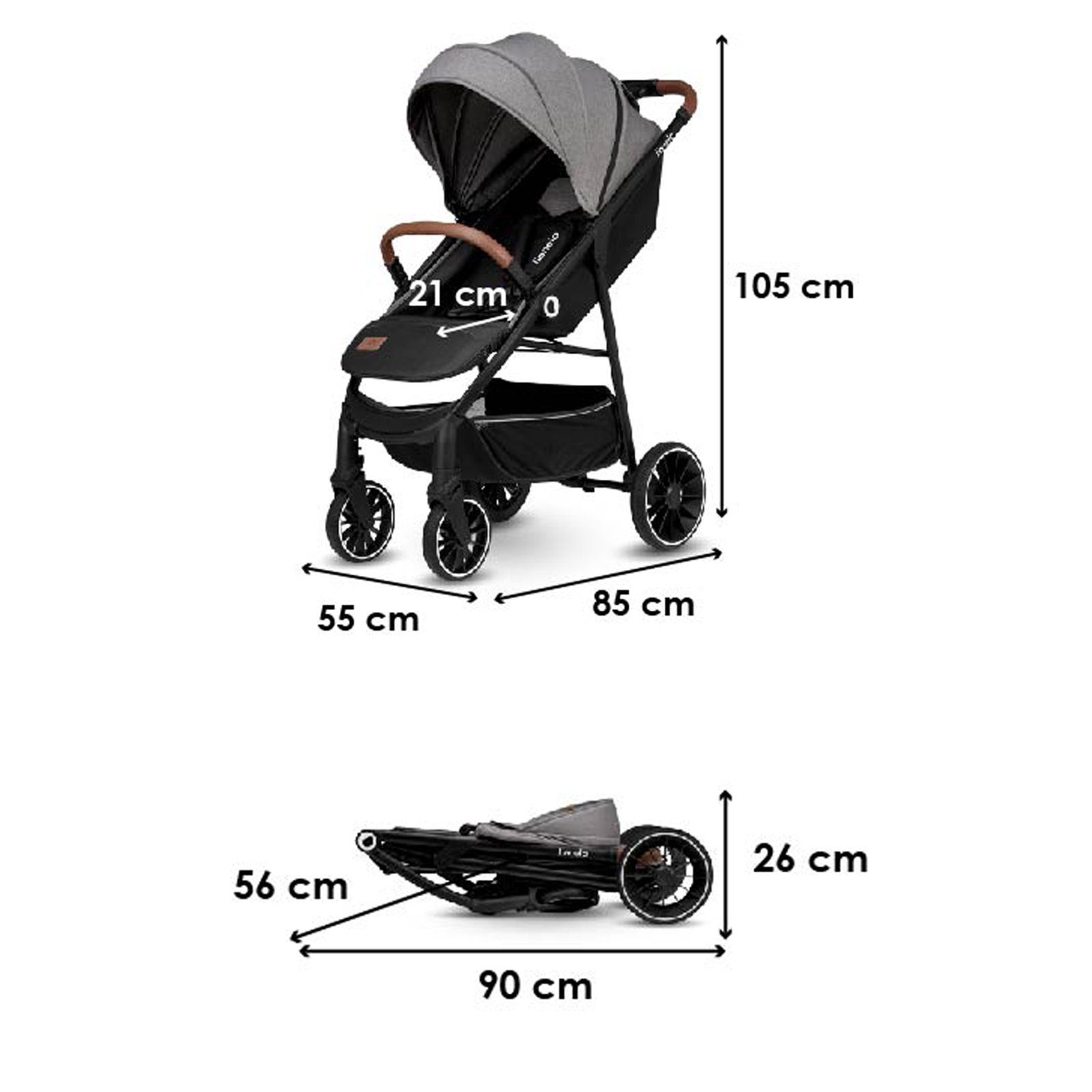 lionelo Kinder-Buggy ALEXIA, Moskitonetz Tasche Kinderwagenbezug UPV 50+ SET