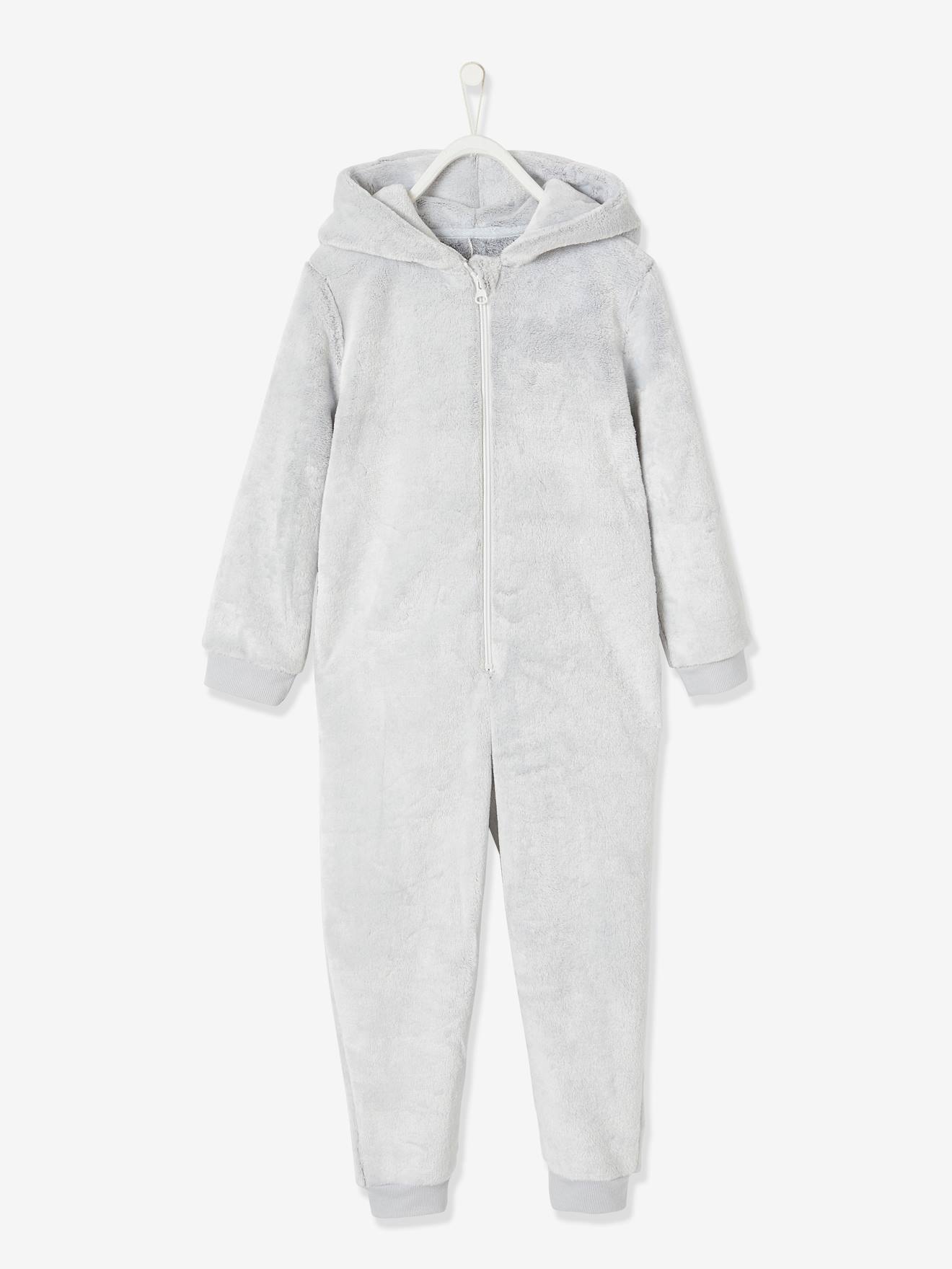 Surpyjama koala en velours enfant gris clair chiné