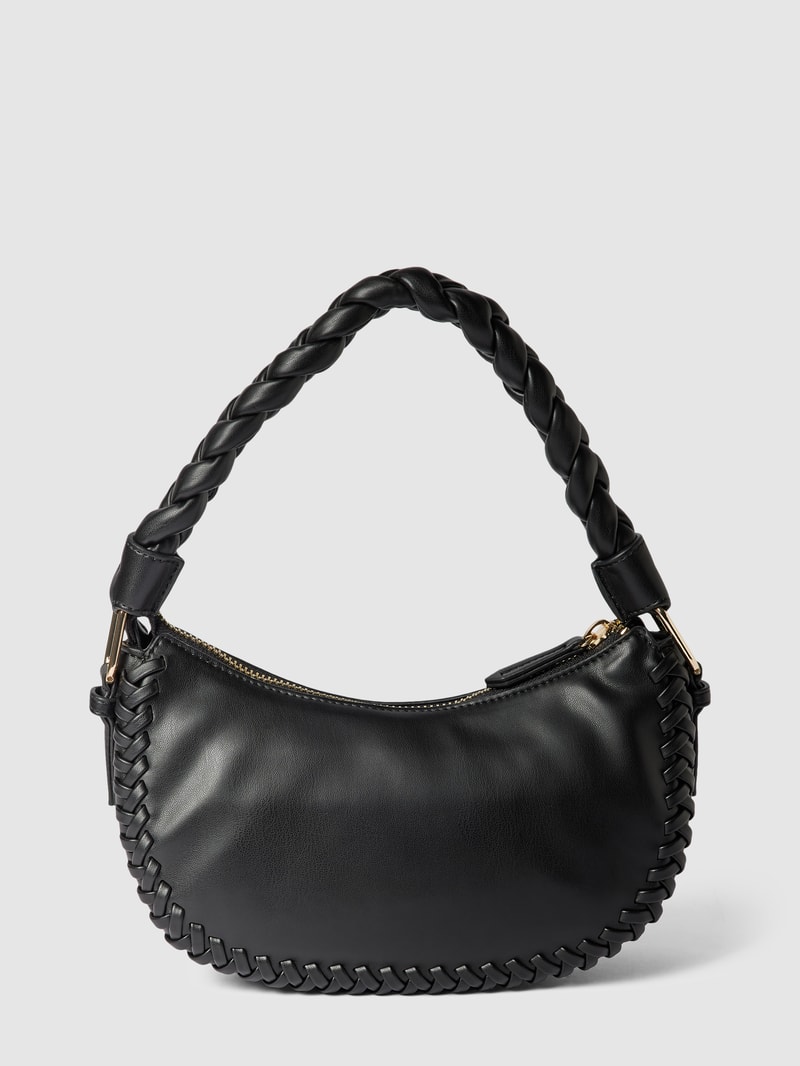 Shoulder Bag mit Flecht-Details Modell 'VARSAVIA' in schwarz