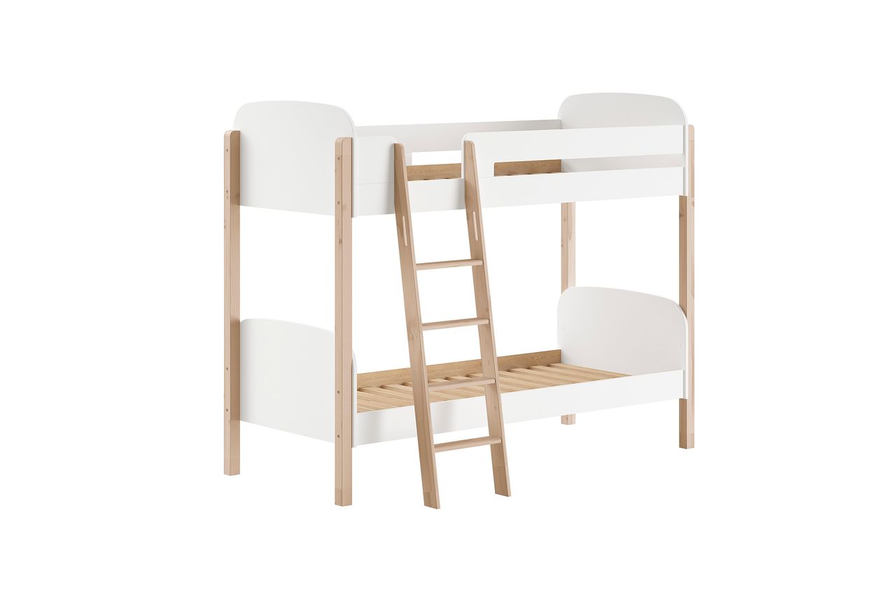 VIPACK Vipack - KIDDY Etagenbett, 2 LF 90x200cm, m. Rolllattenrost, weiß lackiert, Absatz Kiefer