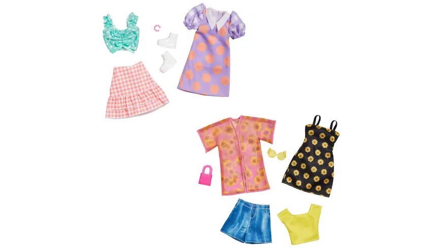 Barbie Moden 2 Outfits und 2 Accessoires für die Barbie Puppe, 1 Stück, sortiert