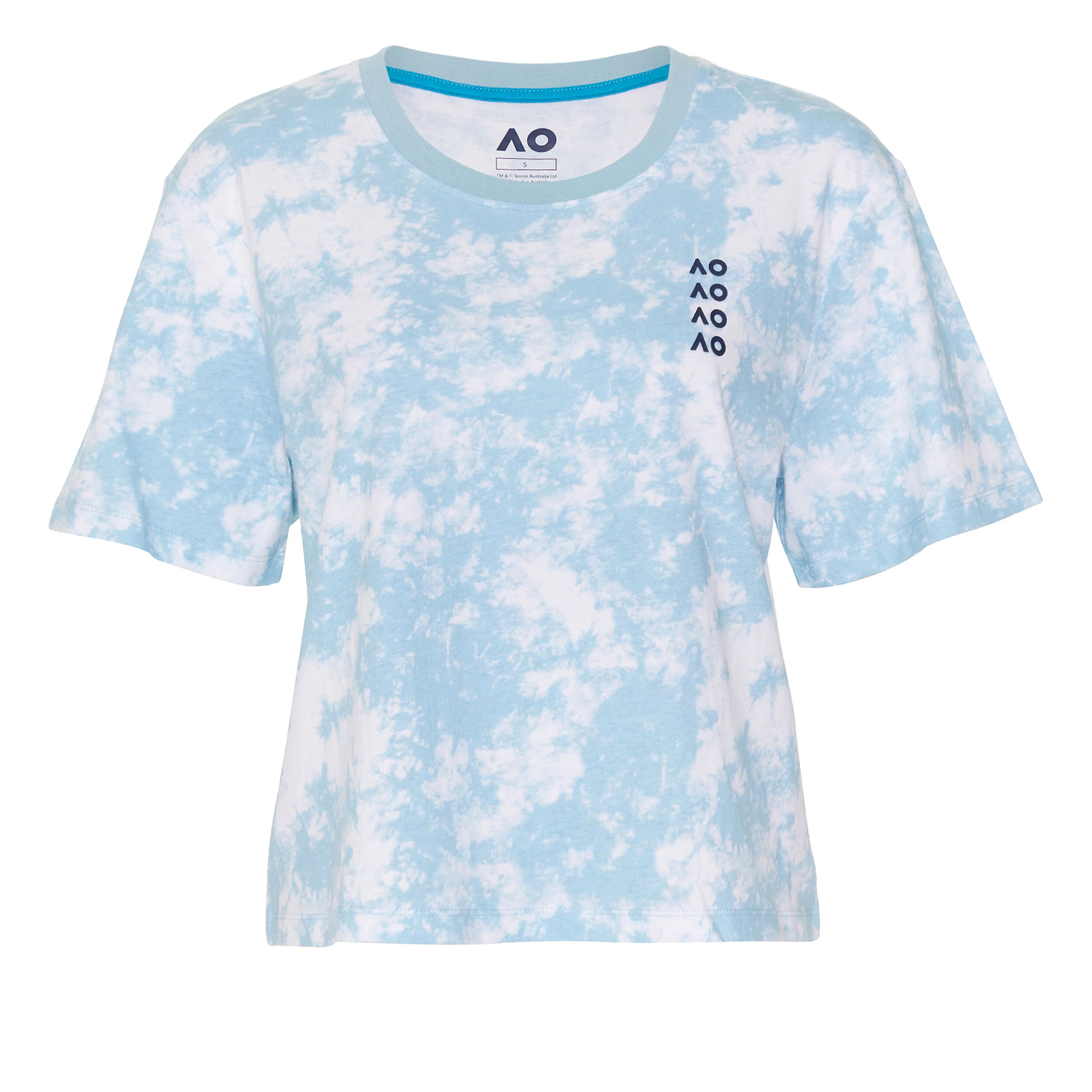 AO Tie Dye Cropped T-Shirt Damen - Hellblau, Weiß